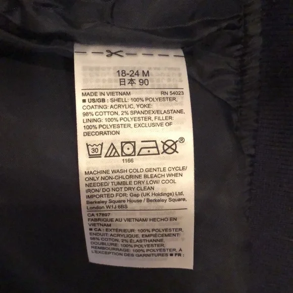 Baby Gap Puffer Vest Size 18-24 mos Boy Blue Corduroy Top and Pockets - Picture 9 of 10